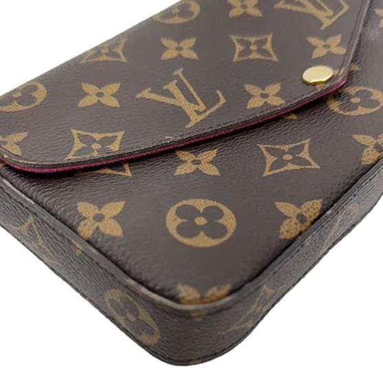LOUIS VUITTON Felicie Pochette Monogram Canvas Crossbody Bag Brown