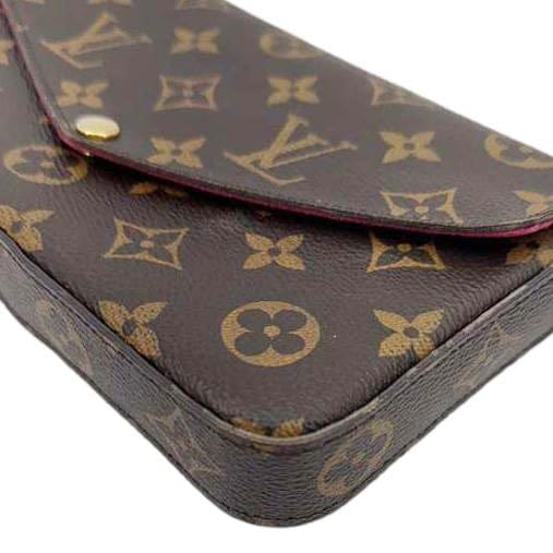 LOUIS VUITTON Felicie Pochette Monogram Canvas Crossbody Bag Brown
