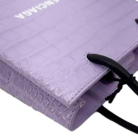 BALENCIAGA Small Leather Shopping Tote Bag Purple