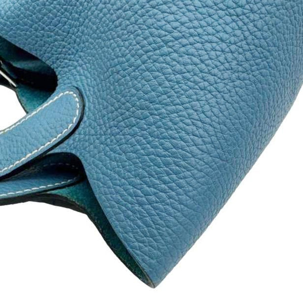 HERMES Picotin Lock 18 Taurillon Clemence Leather Hobo Bag Blue