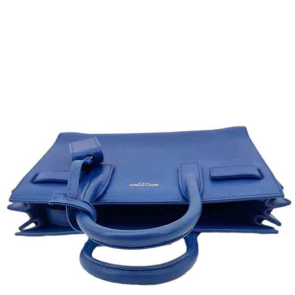 YVES SAINT LAURENT Sac de Jour Nano Leather Satchel Bag Blue