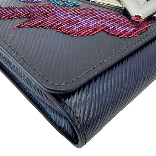 LOUIS VUITTON Twist Sequins Epi Leather Chain Wallet Purple