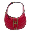 GUCCI GG Marmont Half Moon Mini Leather Shoulder Bag Red 699514