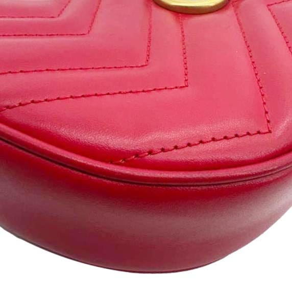 GUCCI GG Marmont Half Moon Mini Leather Shoulder Bag Red 699514