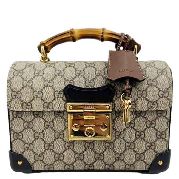 GUCCI Padlock GG Supreme Top Handle Shoulder Bag Beige 603221
