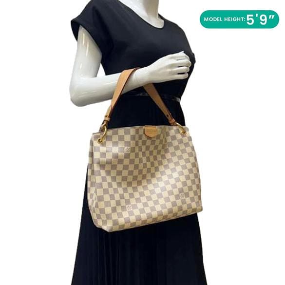 LOUIS VUITTON Graceful PM Damier Azur Tote Bag Rose Ballerine