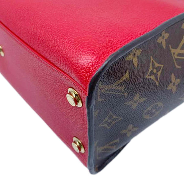 LOUIS VUITTON On My Side MM Leather Monogram Canvas Shoulder Bag Red