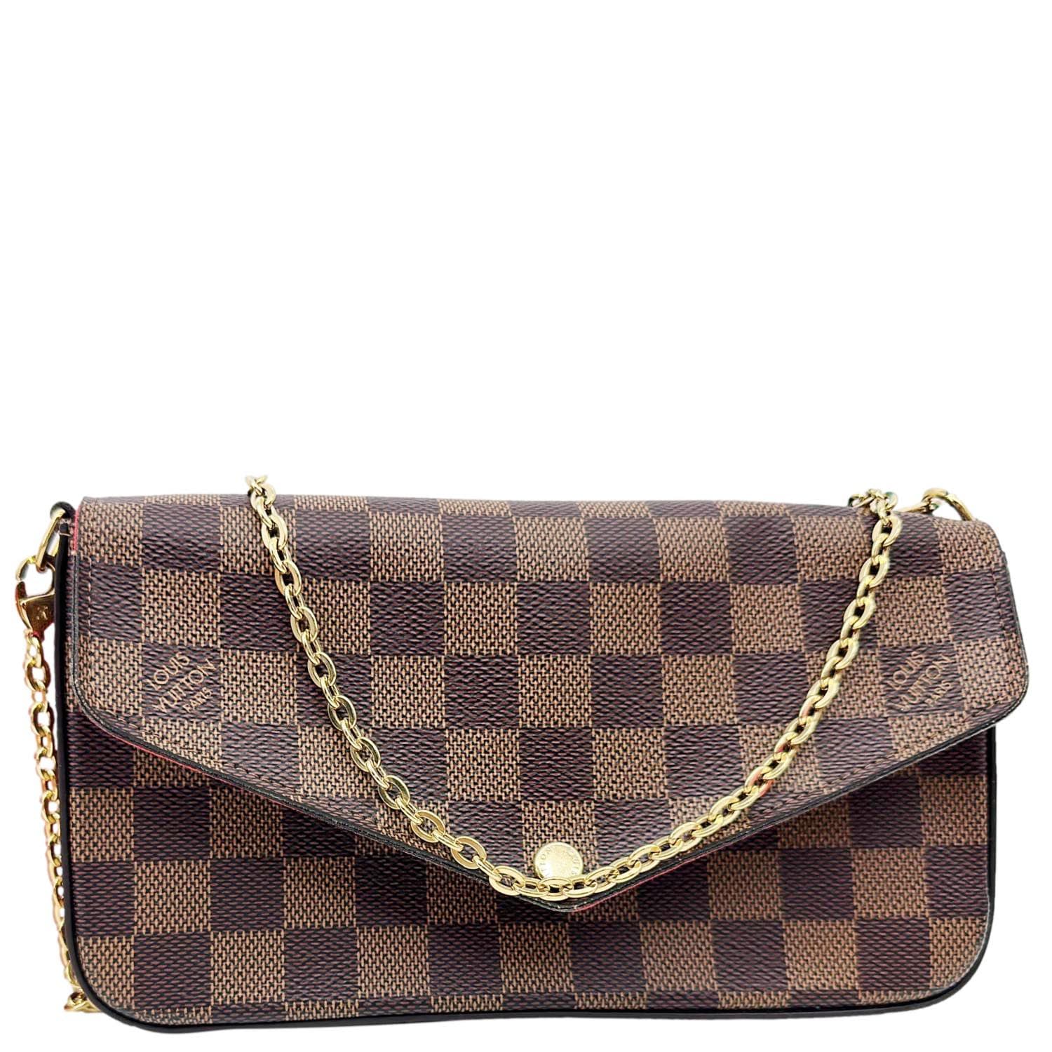 LOUIS VUITTON Felicie Pochette Damier Ebene Crossbody Bag Brown