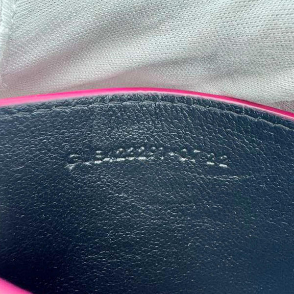 YVES SAINT LAURENT Cassandre Monogram Grain De Poudre Leather Card Holder Pink