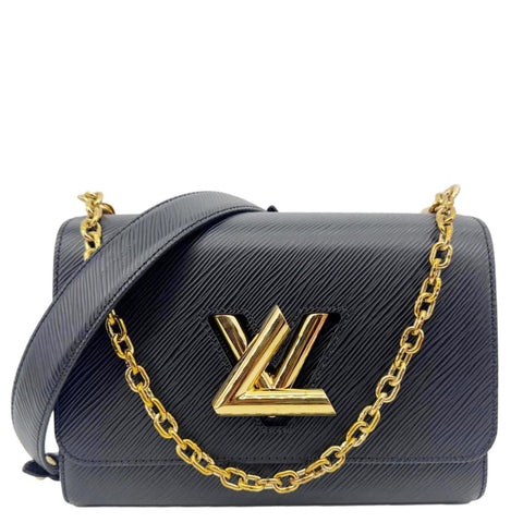 LOUIS VUITTON Twist MM Epi Leather Chain Shoulder Bag Black