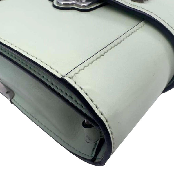 PRADA Cahier Spazzolato Soft Calfskin Leather Crossbody Bag Light Green Matte