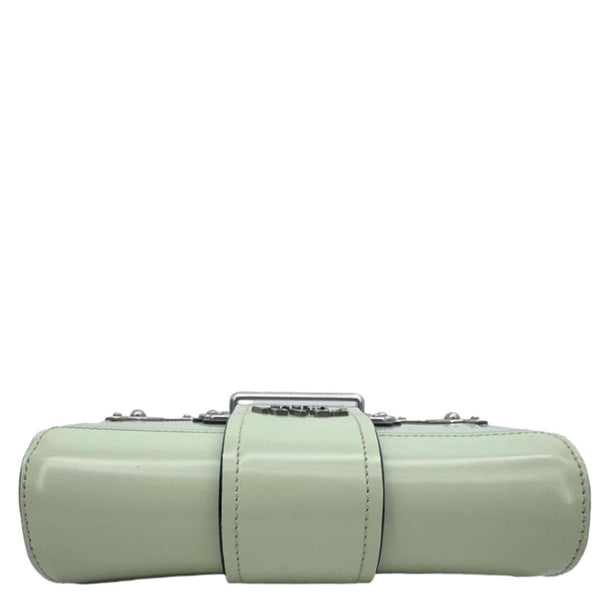 PRADA Cahier Spazzolato Soft Calfskin Leather Crossbody Bag Light Green Matte