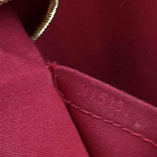 LOUIS VUITTON Alma BB Monogram Rayures Vernis Satchel Bag Red