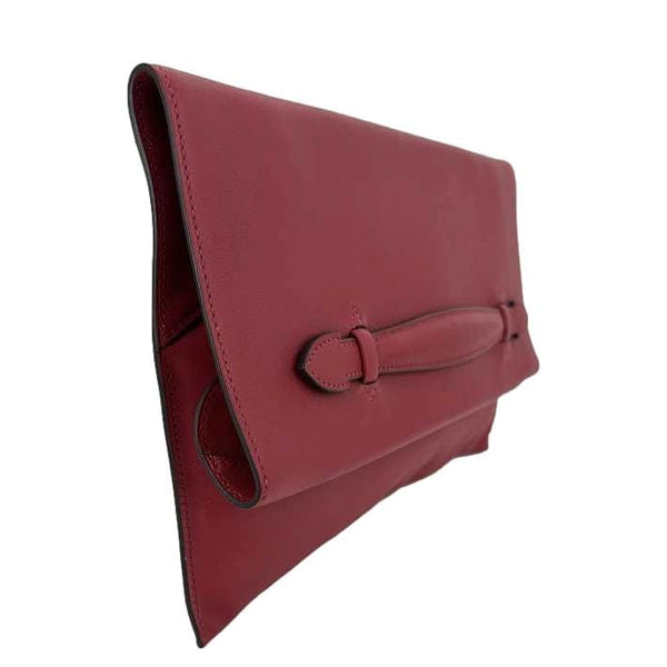 HERMES Pliplat Swift Leather Clutch Red