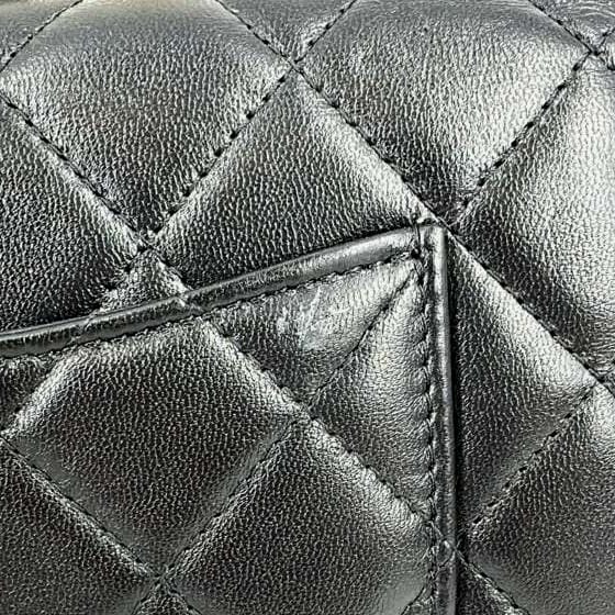 CHANEL Pearl Crown Quilted Lambskin Leather Wallet On Chain Black