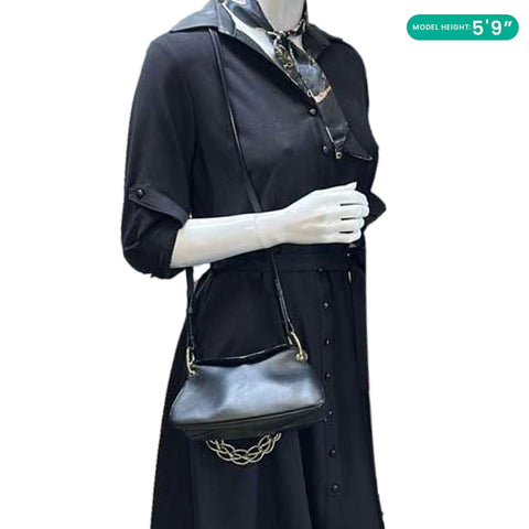 CHLOE Juana Leather Chain Shoulder Bag Black