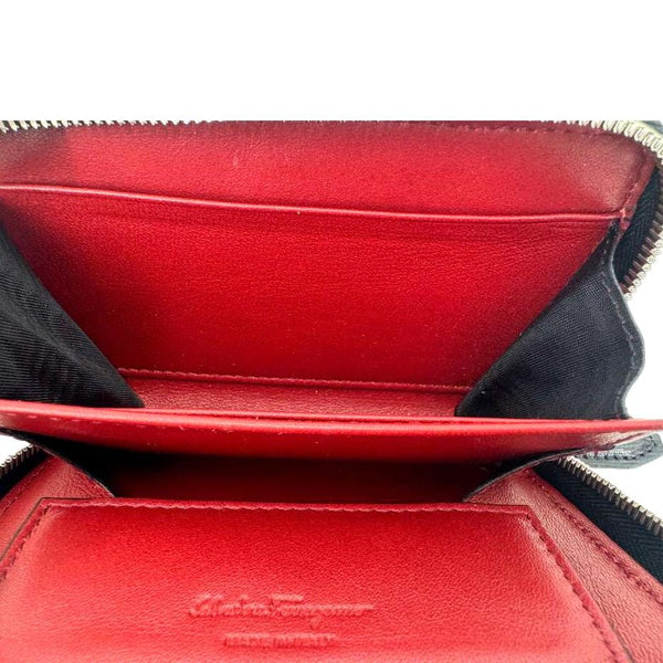 SALVATORE FERRAGAMO Gancini Textured Leather Card Case Black