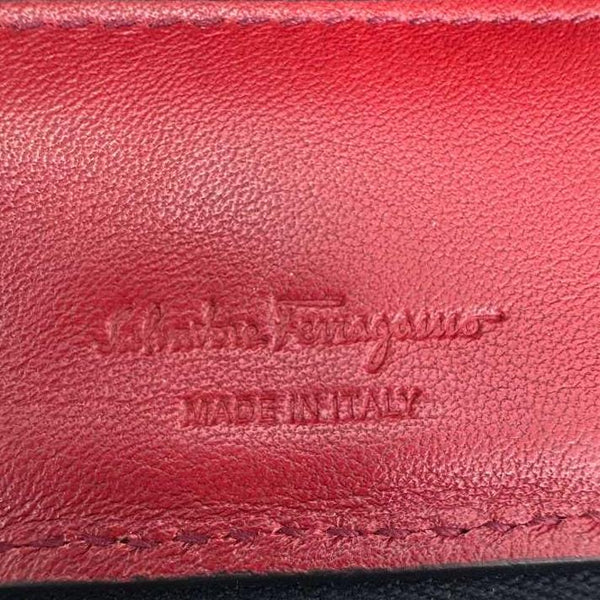 SALVATORE FERRAGAMO Gancini Textured Leather Card Case Black