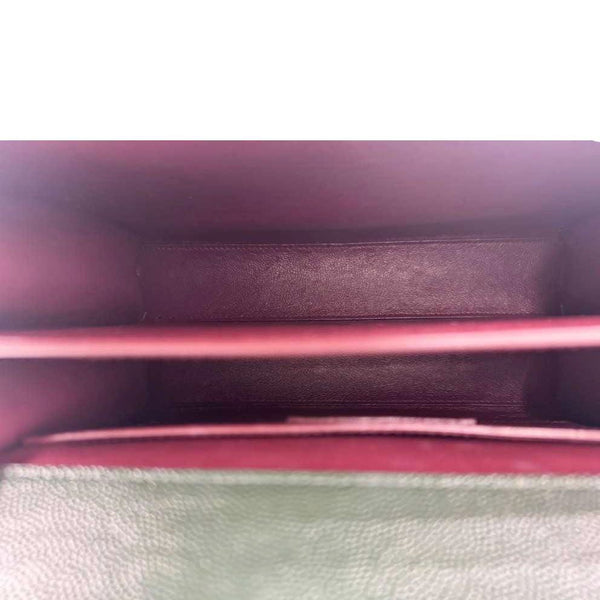 YVES SAINT LAURENT Cassandra Medium Grain De Poudre Leather Top Handle Shoulder Bag Green