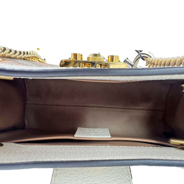 GUCCI Padlock Small GG Supreme Berry Canvas Tote Beige 498156