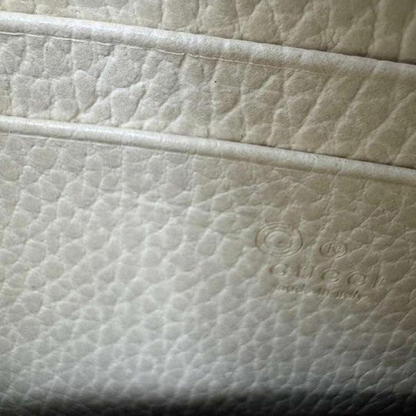 GUCCI GG Interlocking Leather Wallet On Chain Crossbody Bag Off White 615523