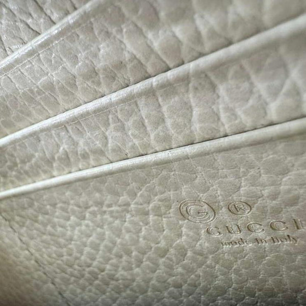 GUCCI GG Interlocking Leather Wallet On Chain Crossbody Bag Off White 615523