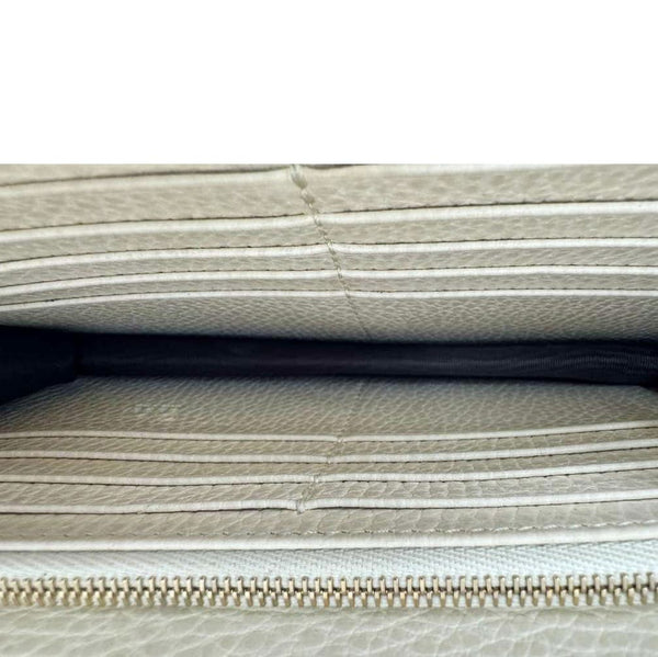 GUCCI GG Interlocking Leather Wallet On Chain Crossbody Bag Off White 615523