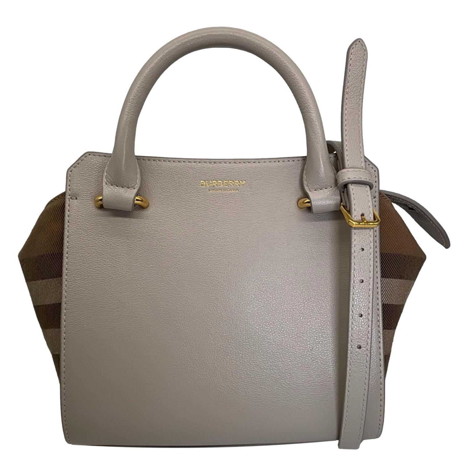 BURBERRY Banwell Mini Calfskin Leather Tote Bag Beige