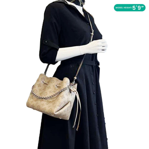 LOUIS VUITTON Bella Mahina Leather Tote Bag Galet