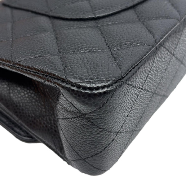 CHANEL Classic Double Flap Medium Quilted Caviar Leather Shoulder Bag Black
