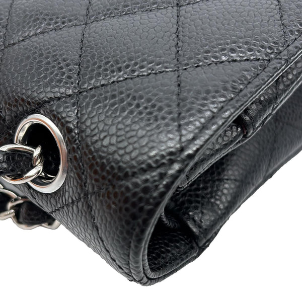 CHANEL Classic Double Flap Medium Quilted Caviar Leather Shoulder Bag Black
