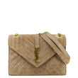 YVES SAINT LAURENT Medium Envelope Matelasse Suede Beige Bag front look
