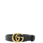 GUCCI Slim Double G buckle Smooth Leather Belt Size 95/38 Black 409417