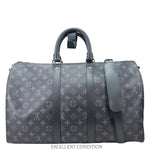 LOUIS VUITTON Keepall 45 Bandouliere Monogram Eclipse Travel Bag Black