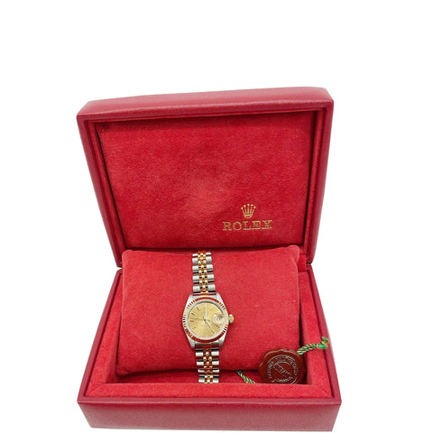 ROLEX Oyster Perpetual Stainless Steel 26mm Datejust Watch 69173 18K Yellow Gold