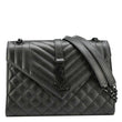 YVES SAINT LAURENT Envelope Medium Mixed Matelasse Leather Shoulder Bag Black