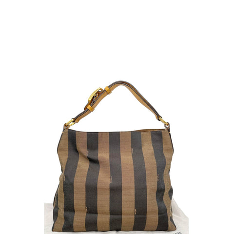 Fendi Tobacco Pequin Stripe Hobo