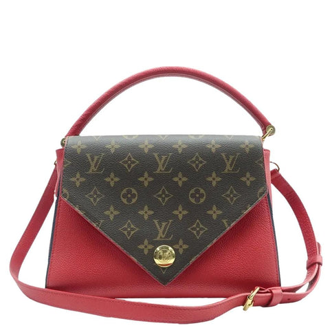 LOUIS VUITTON Double V Monogram Leather Shoulder Bag Cerise