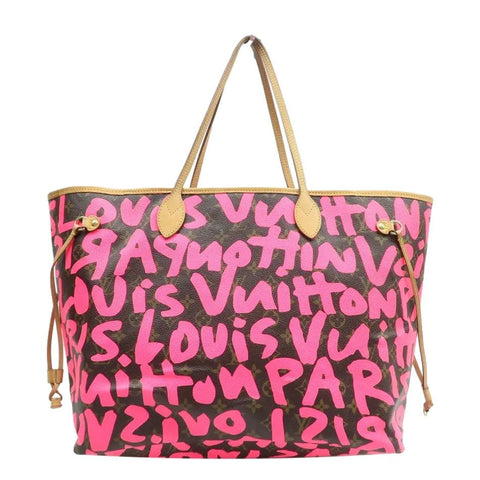 LOUIS VUITTON Neverfull GM Monogram Graffiti Tote Bag Pink