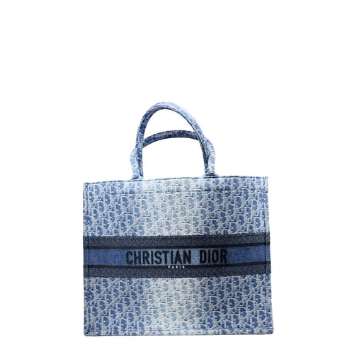 CHRISTIAN DIOR Oblique Denim Large Book Tote Blue