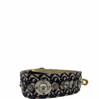 CHRISTIAN DIOR Studded Oblique Embroidered Denim Strap Navy Blue