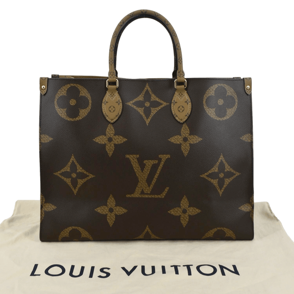 LOUIS VUITTON Onthego GM Giant Monogram Canvas Tote Shoulder Bag Brown