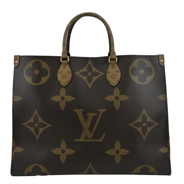 LOUIS VUITTON Onthego GM Giant Monogram Canvas Tote Shoulder Bag Brown