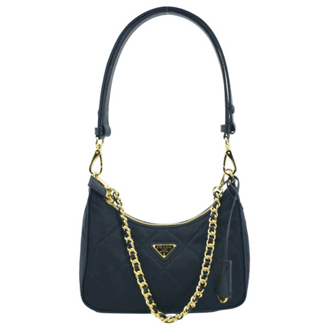 PRADA Re-Edition 1995 Re-Nylon Chain Shoulder Bag Black