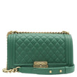 CHANEL Boy Medium Flap Quilted Leather Shoulder Bag Green