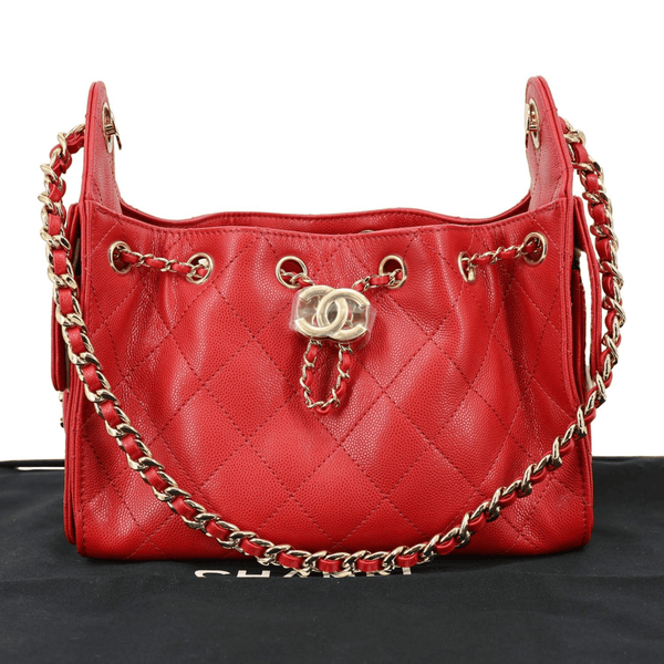 CHANEL 25 Mini Quilted Caviar Leather Hobo Bag Red