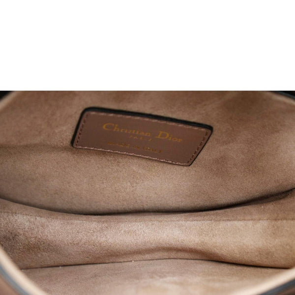 CHRISTIAN DIOR Saddle Calfskin Leather Satchel Bag Rose Taupe