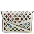 GUCCI Cutout Medium Floral Canvas Shoulder Bag White 550138