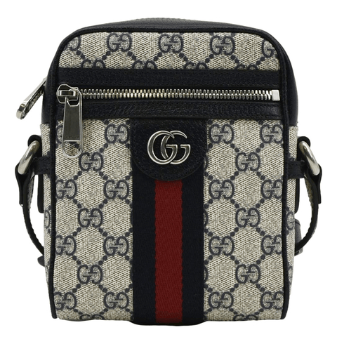 GUCCI Ophidia Small GG Canvas Messenger Bag Navy Blue 598127