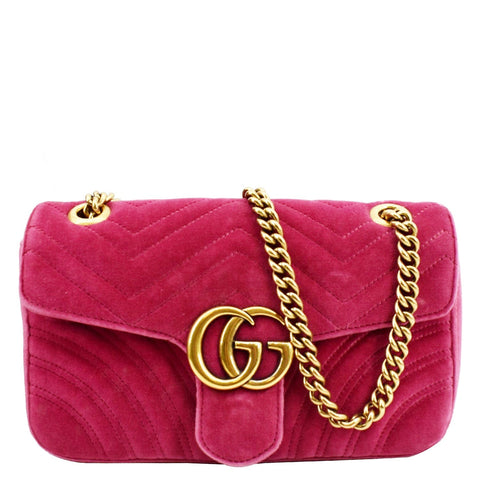 GUCCI GG Marmont Velvet Small Crossbody Bag Pink 443497